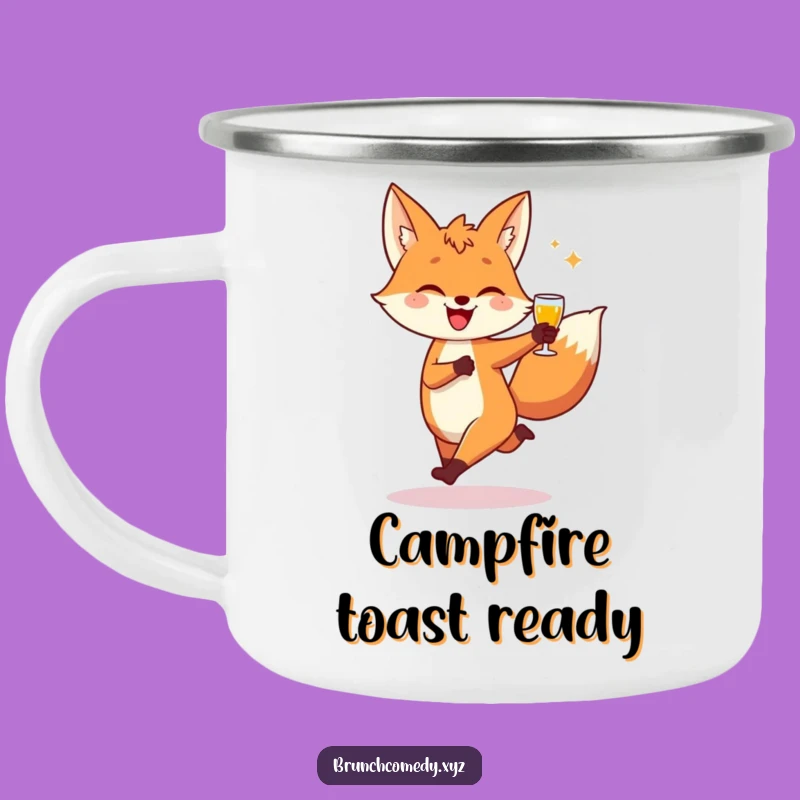 Funny Fox Toast Camping Mug - Playful Character Outdoor Gift