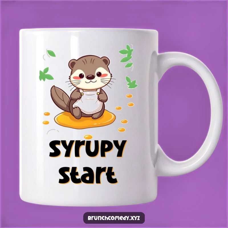 Funny Otter Syrup Slide Mug - Hilarious Breakfast Treat Gift