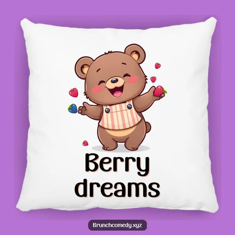 Funny Bear Berry Pillow - Cozy Kitchen Accent