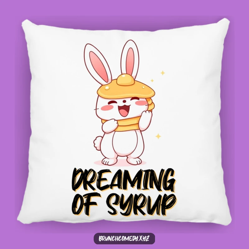 Funny Bunny Pancake Throw Pillow - Cute Character Comfort Gift