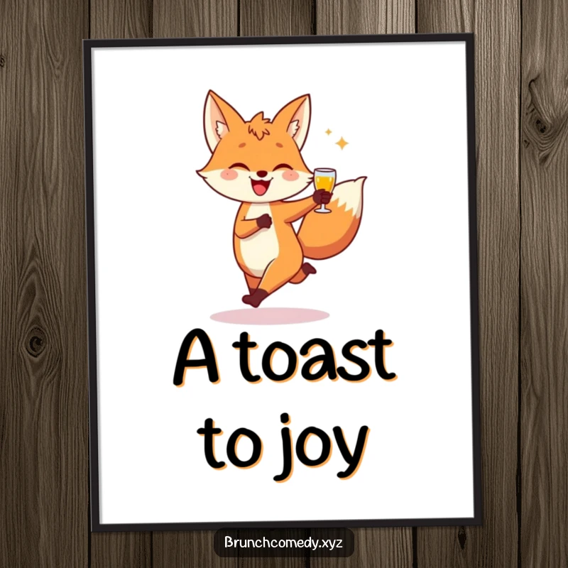 Funny, high-resolution digital art of a playful fox character skipping with a piece of toast.