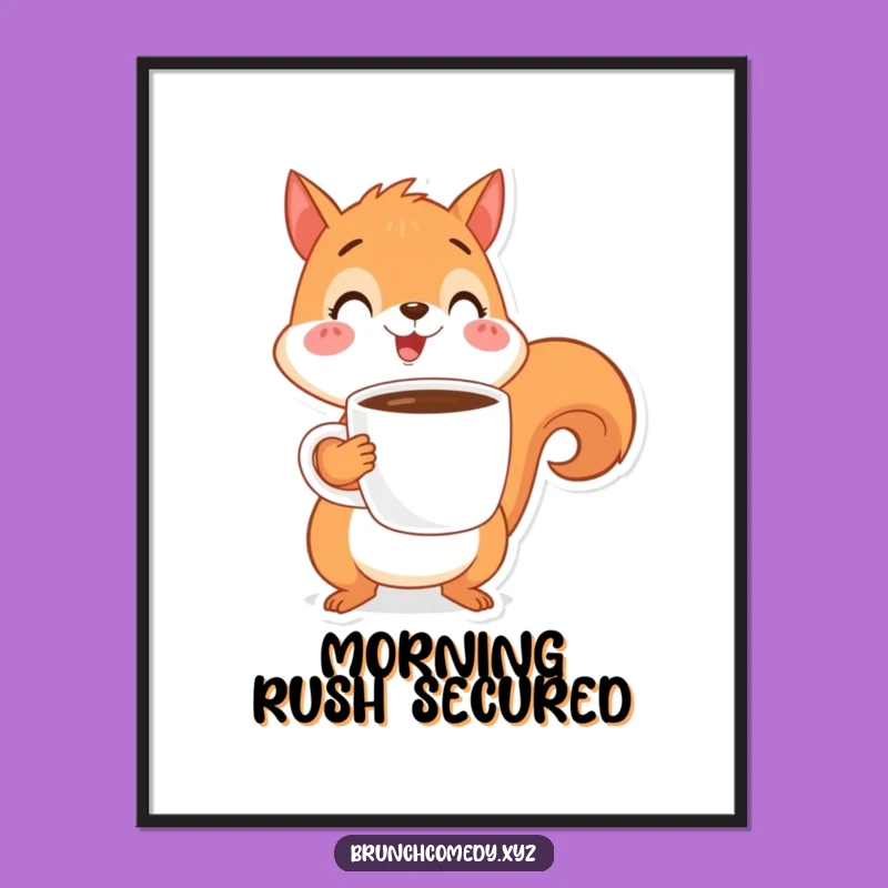 Funny Squirrel Coffee Digital Art - Cheerful Character Download