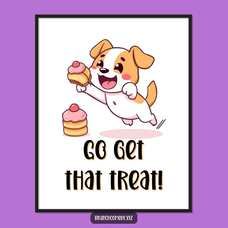 Free Printable Dog Pastry Wall Art: Determined Leap Downloadable Art Gift