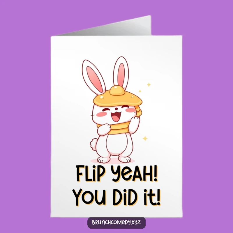 Free Printable Bunny Congratulations Card: Cute Pancake Joy Downloadable Gift
