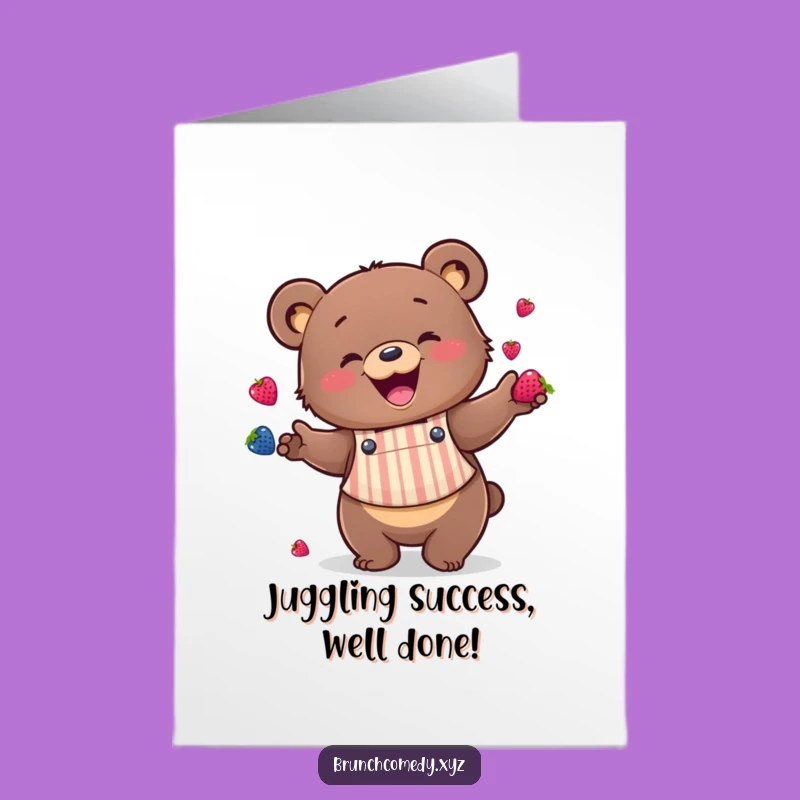 Free Printable Congratulations Card: Bear's Berry Juggling Success