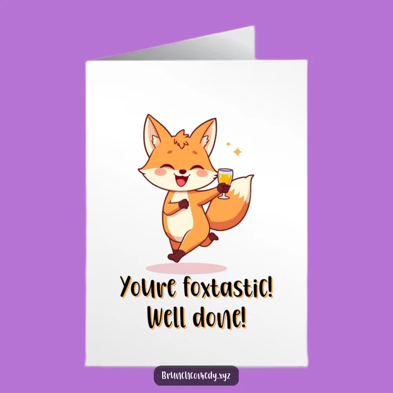 Free Printable Fox Toast Congrats Card: Playful Celebration Downloadable Gift