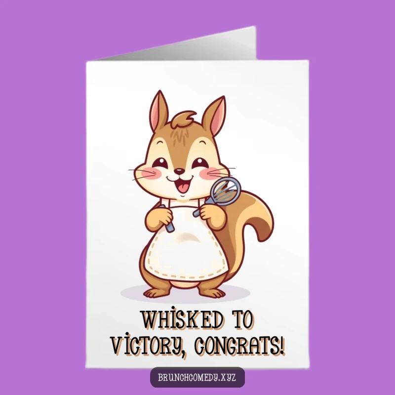 Free Printable Congratulations Card: Squirrel Whisking Success