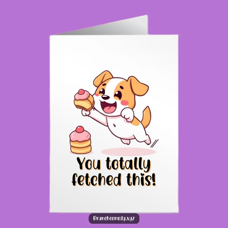Free Printable Dog Pastry Congrats Card: Achiever Leap Downloadable Gift