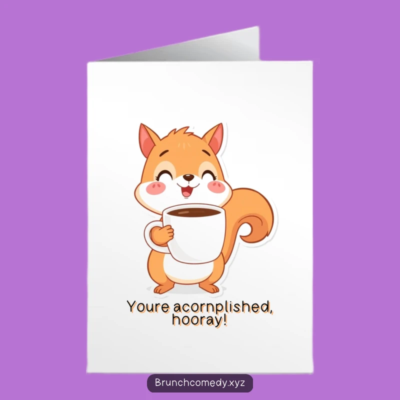 Free Printable Squirrel Coffee Congrats Card: Cheerful Moment Downloadable Gift