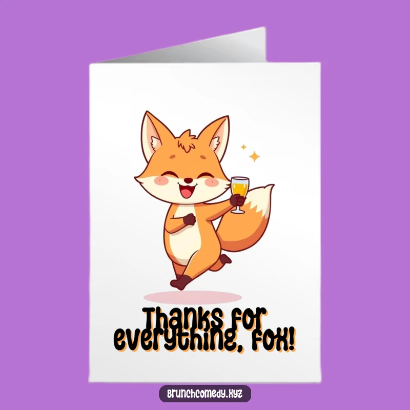 Free Printable Fox Toast Thank You Card: Grateful Skip Downloadable Gift