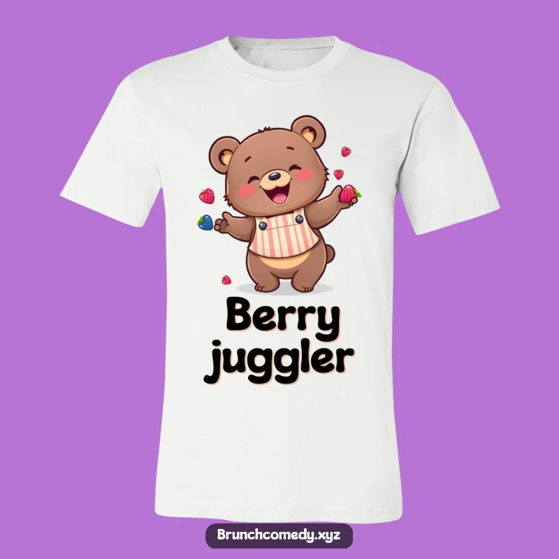 Funny Bear Juggling T-Shirt - Enthusiastic Berry Fun Tee