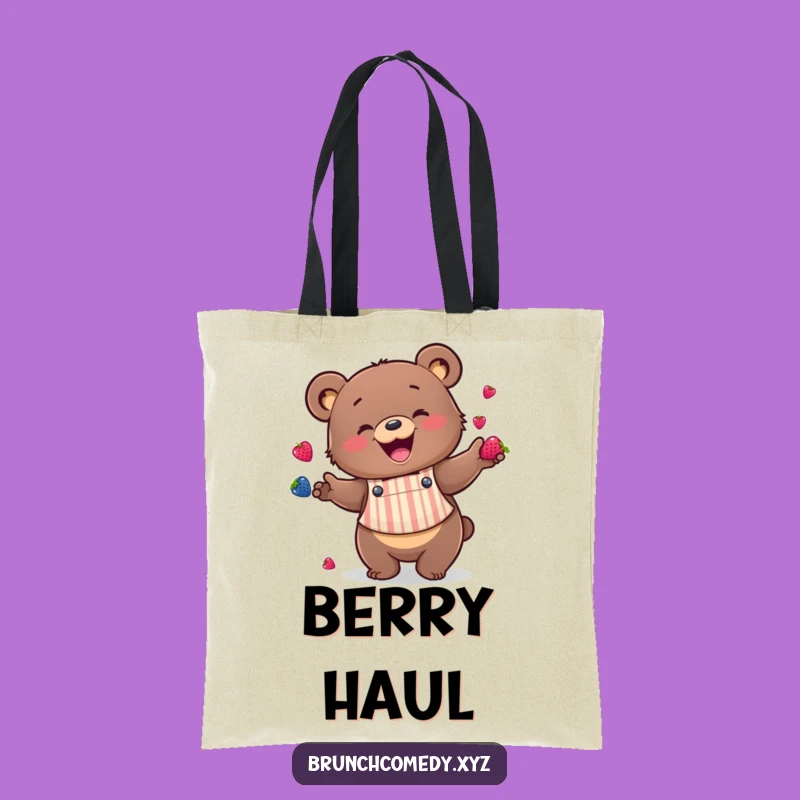 Funny Bear Berry Tote Bag - Carry Your Fresh Finds